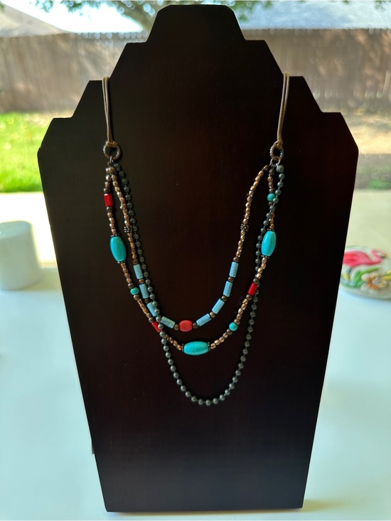 Jewelry - Layered Turquoise & Red Beaded Necklace - Women Jewelry